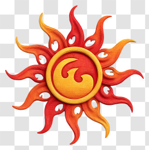 Burning Sun Symbol - Sun Emblem With Flames Transparent PNG