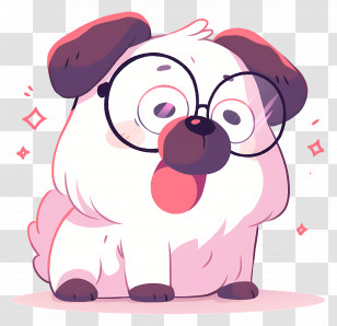 Cute White Dog - Adorable White Dog With Glasses Transparent PNG