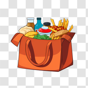 Food Delivery Bag - Grocery Bag Filled With Food Items Illustration Transparent PNG