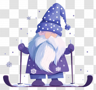 Winter Gnome - Skiing Gnome In Winter Transparent PNG