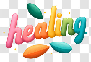 Healing Logo - Colorful 'Healing' 3D Text Transparent PNG