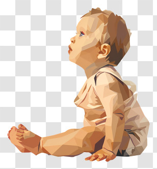 Baby - Baby Sitting And Looking Up Transparent PNG