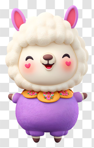 Kawaii Alpaca - Happy Fluffy Sheep Plush Transparent PNG