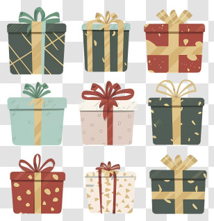 Gift Boxes - Colorful Wrapped Holiday Gifts Transparent PNG