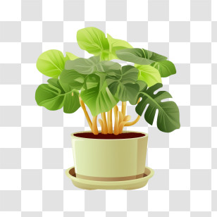 Tree Philodendron Plant - Potted Houseplant With Green Leaves Transparent PNG