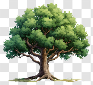 Flat Big Tree - Green Leafy Tree Illustration Transparent PNG