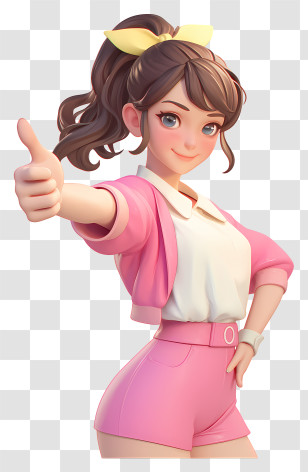 Anime Girl Thumbs Up - Cheerful Girl Giving Thumbs Up Transparent PNG