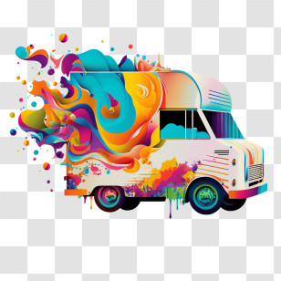 Delivery Box Truck
 - Colorful Art Truck Transparent PNG