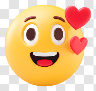 3d Love Emoji - Smiling Emoji With Hearts Transparent PNG