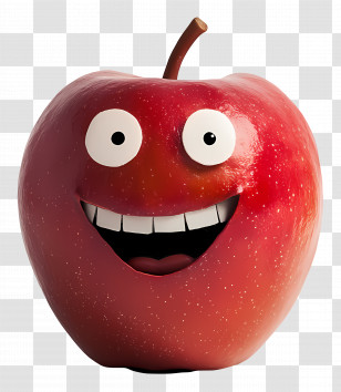 Red Apple - Smiling Red Apple Cartoon Character Illustration Transparent PNG