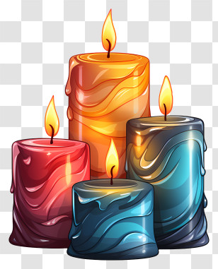 Candlelight - Vivid Colorful Wax Candles With Glowing Flames Transparent PNG