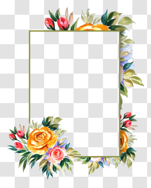 Wedding Invitation - Beautiful Floral Frame With Blank Center Transparent PNG