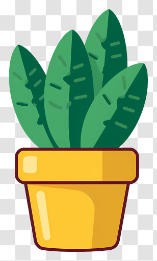 Plant - Cartoon Potted Plant With Green Leaves Transparent PNG