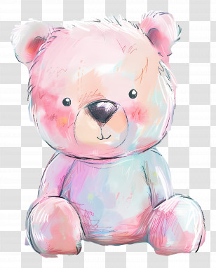 Bear - Watercolor Styled Cute Teddy Bear Transparent PNG