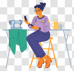 Female Designer - Woman Sewing With Machine Transparent PNG