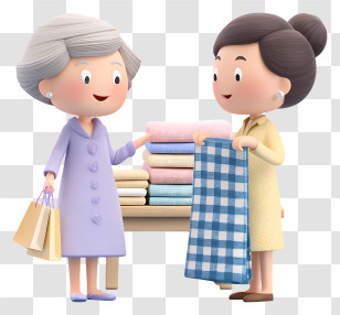 Women Shopping For Home Textiles - Women Shopping For Fabrics Transparent PNG