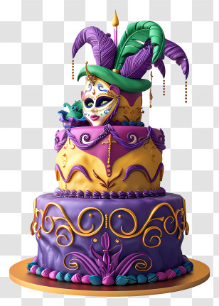 Mardi Gras - Decorative Mardi Gras Cake Transparent PNG