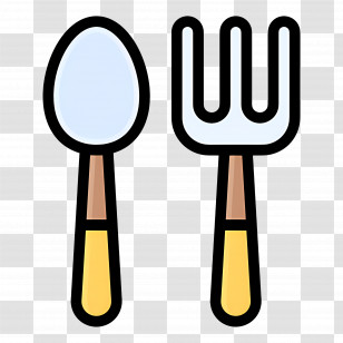 Fork Spoon - Spoon And Fork With Yellow Handles Transparent PNG