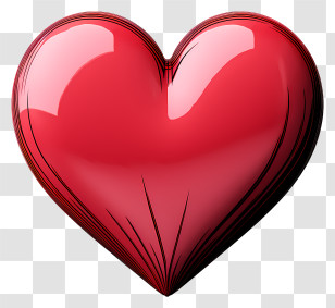 Realistic Style Heart Emoji - Red Shiny Heart Symbol For Love Transparent PNG