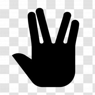 Spock Star Trek Gesture Clip Art - Black And White - Ii The Wrath Of Khan Transparent PNG