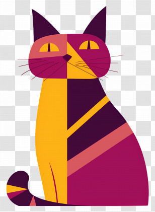 Cartoon Cat - Abstract Cat Illustration In Bold Colors Transparent PNG