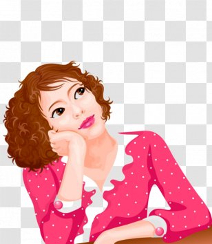 Menstruation Dysmenorrhea Gynaecology Therapy Cervical Polyp - Cartoon - Curly Woman Transparent PNG