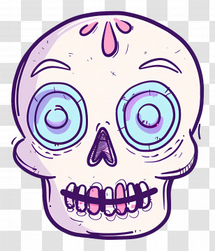 Sugar Skull - Cartoon Skull With Spiral Eyes Transparent PNG