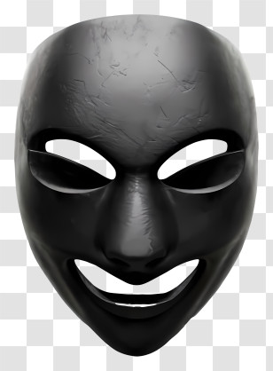 Black Mask - Black Smiling Theatrical Mask Transparent PNG