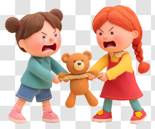 Two Girls Fighting - Girls Fighting Over Teddy Bear Illustration Transparent PNG