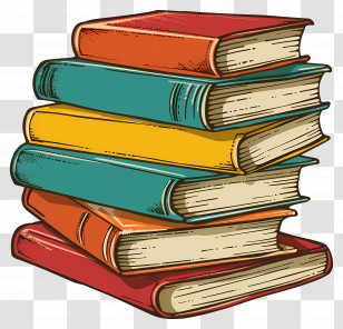 Books - Illustration Of Stack Of Colorful Books Transparent PNG