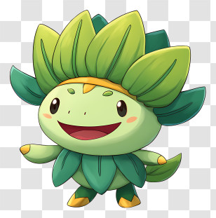 Pokemon - Leafy Cute Plant Mascot Transparent PNG