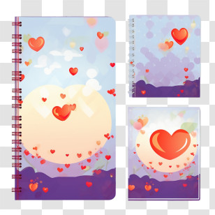 Diary Template
 - Heart-Themed Notebooks With Decorative Covers Transparent PNG