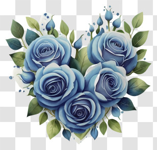 Blue Rose - Blue Roses Arranged In A Heart Shape Transparent PNG