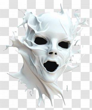 Ghost Face - Abstract Ghostly Face In White Transparent PNG