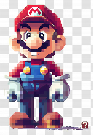 Pixel Mario - Pixelated Cartoon Character In Red Cap Transparent PNG
