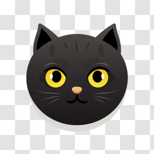 Halloween
 - Cute Black Cat With Bright Yellow Eyes Transparent PNG