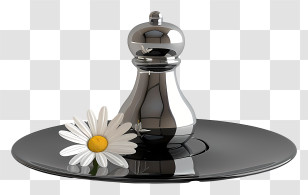 Pepper Shaker - Shiny Chess Piece With Flower Transparent PNG