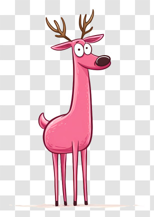 Cartoon Deer - Pink Cartoon Deer With Antlers Transparent PNG