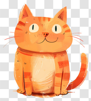 Silly Cat - Happy Orange Cartoon Cat Illustration Transparent PNG