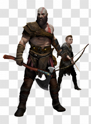 Kratos - Muscular Warrior With Axe Transparent PNG