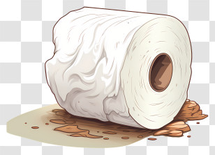 Sketch Style Toilet Tissue - Toilet Paper Roll On Floor Transparent PNG