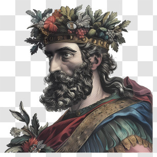 King - Portrait Of A Man In A Crown Of Leaves Transparent PNG