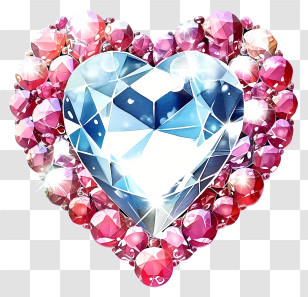 Watercolor Valentine Heart Diamond - Heart-Shaped Frame With Diamond And Gems Transparent PNG