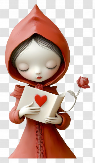 Love Letters For Her - Red Hooded Girl With Book Transparent PNG