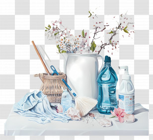 Spring Cleaning - Household Cleaning Supplies Illustration Transparent PNG