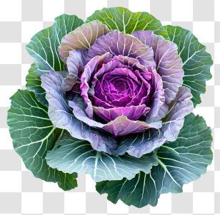 Ornamental - Purple Cabbage With Green Leaves Transparent PNG