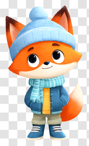 Winter Fox - Cute Red Fox In Winter Outfit Transparent PNG