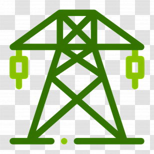 Electrical Transmission - Green Electric Tower Illustration Transparent PNG