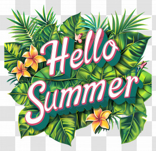 Hello Summer - Tropical Hello Summer Floral Design Transparent PNG