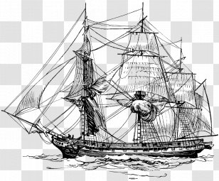 Coloring Book Sailing Ship Tall Drawing - Vehicle Transparent PNG
